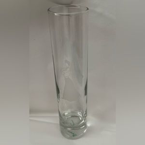 Glass Vase with Etched Lady Golfer